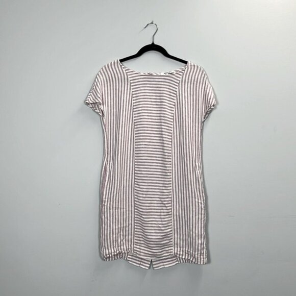 Madewell Daphne Rust Stripe-Play Button-Back Tee Dress Size Extra Small - Picture 2 of 5